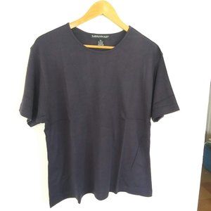 Cotton/Rayon Fine Ribbed Knit Tee, Navy Blue